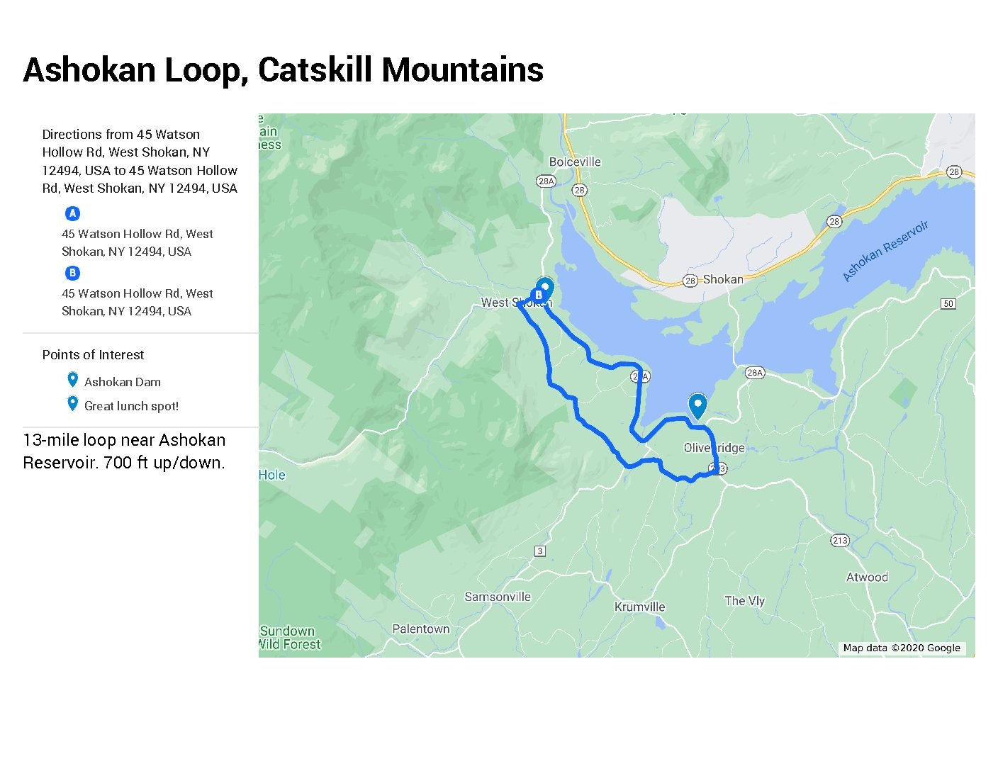 Map of bike route